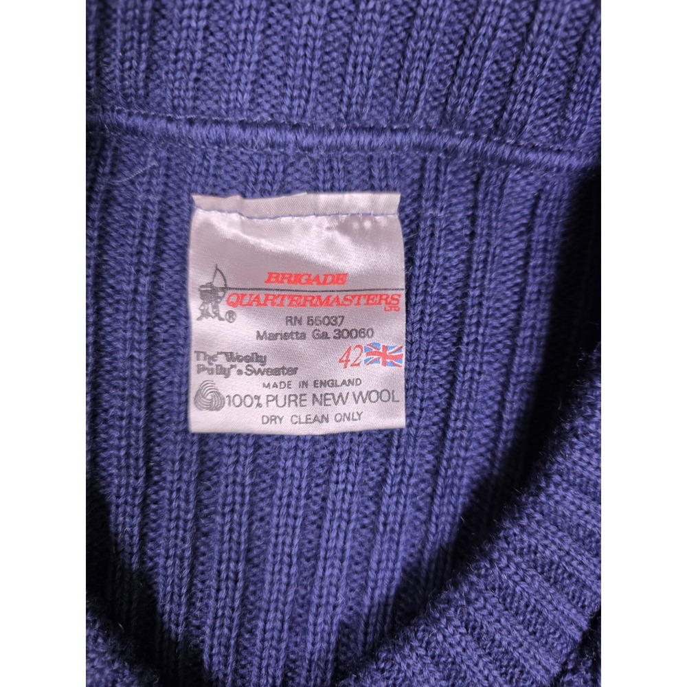 Vintage Brigade Quartermasters Woolly Pully Sweater Mens 42 Blue Wool Commando - Picture 2 of 10
